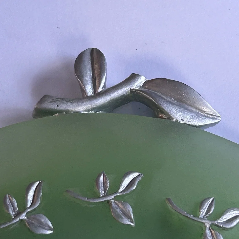 Anna Decorative Photo Frame Green Frosted Apple Silver Leaf Tabletop Ornate VTG